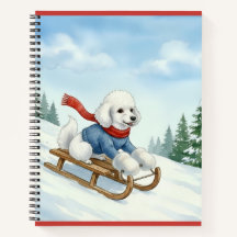 Christmas Poodle Sledding, Notebook