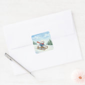 Christmas Poodle Sledding, Stickers (Envelop)