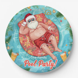 Christmas Pool Party with Santa Claus  Papieren Bordje