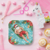 Christmas Pool Party with Santa Claus  Papieren Bordje (Feest)