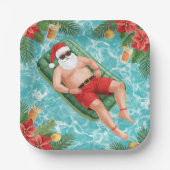 Christmas Pool Party with Santa Claus  Papieren Bordje (Voorkant)