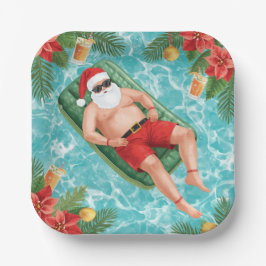Christmas Pool Party with Santa Claus  Papieren Bordje