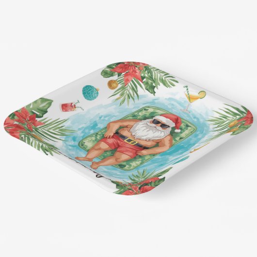 Christmas Pool Party with Santa Claus  Papieren Bordje (Gebogen)