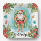 Christmas Pool Party with Santa Claus  Papieren Bordje (Voorkant)
