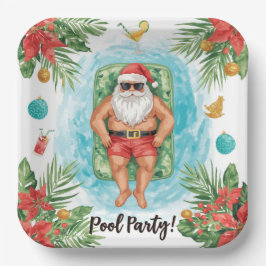 Christmas Pool Party with Santa Claus  Papieren Bordje
