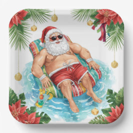 Christmas Pool Party with Santa Claus  Papieren Bordje