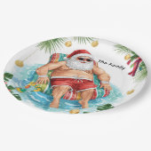 Christmas Pool Party with Santa Claus  Papieren Bordje (Gekanteld)