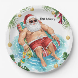 Christmas Pool Party with Santa Claus  Papieren Bordje