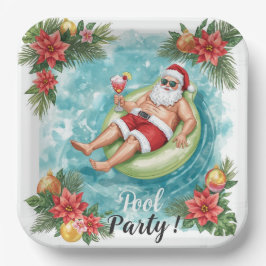 Christmas Pool Party with Santa Claus  Papieren Bordje