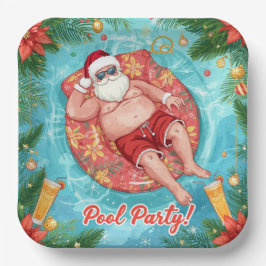 Christmas Pool Party with Santa Claus  Papieren Bordje