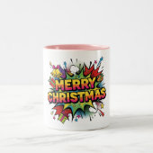 Christmas Pop Art Comic Explode Tweekleurige Koffiemok (Center)