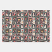 Christmas Postage Stamp Cute Wrapping Paper (Voorkant)