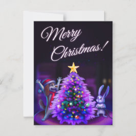 Christmas Postcard with cute animals Briefkaart