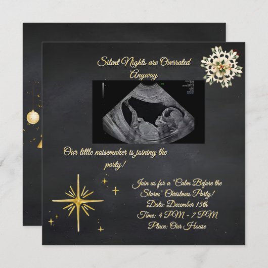 Christmas Pregnancy Chalkboard Invitation (Voorkant / Achterkant)