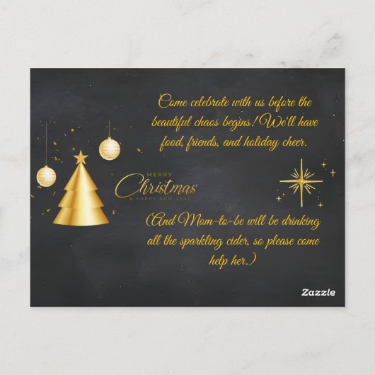 Christmas Pregnancy Chalkboard Invitation Briefkaart (Achterkant)