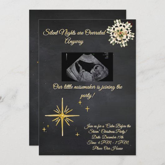 Christmas Pregnancy Chalkboard Invitation Kaart (Voorkant / Achterkant)