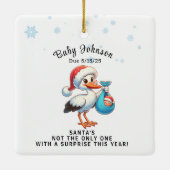 Christmas Pregnant onthult grappige aankondiging Keramisch Ornament (Achterkant)