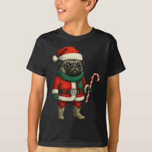Christmas Pug Dog Funny Xmas Outfit Red Pug Snoep T-shirt