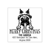Christmas Pug Dog Merry Retour Adres Rubberstempel (Afrduk)