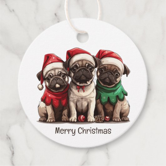 Christmas Pug Dogs Bedankjes Labels (Voorkant)