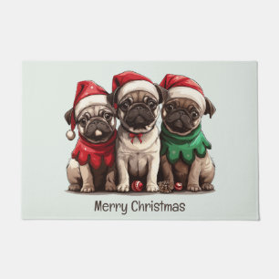 Christmas Pug Dogs Deurmat