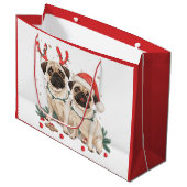 Christmas Pug Dogs Groot Cadeauzakje (Voorkant Gekanteld)