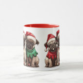 Christmas Pug Dogs Mok (Midden)