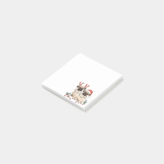 Christmas Pug Dogs Post-it® Notes (Schuin)