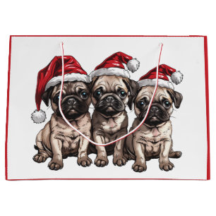 Christmas Pug Dogs Santa Groot Cadeauzakje