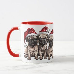 Christmas Pug Dogs Santa Mok