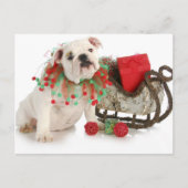 Christmas Puppy - Engelse Bulldog Puppy Zitten Feestdagenkaart (Voorkant)