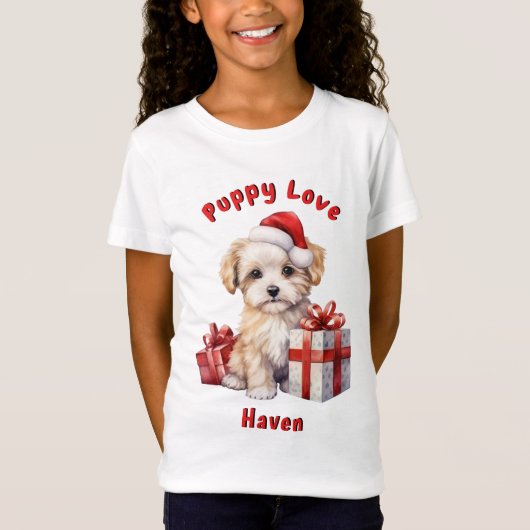 Christmas Puppy Love Cadeaus T-shirt (Voorkant)