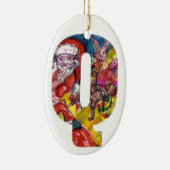 CHRISTMAS Q BRIEF / SANTA MET GIFTS MONOGRAM KERAMISCH ORNAMENT (Rechts)