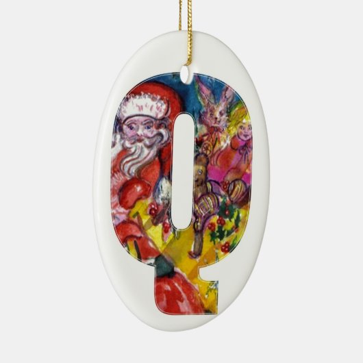 CHRISTMAS Q BRIEF / SANTA MET GIFTS MONOGRAM KERAMISCH ORNAMENT (Rechts)