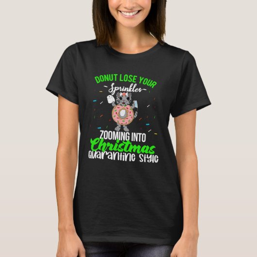 Christmas Quarantine Quote Virtual Donut Kitty Mem T-shirt (Voorkant)