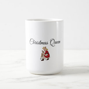 Christmas Queen Cartoon Blonde Woman with Reindeer Koffiemok