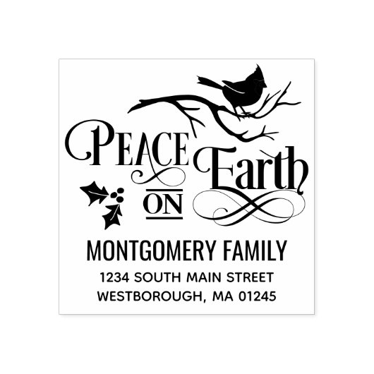 Christmas Quote Vrede op Aarde Retouradres Rubberstempel (Afrduk)