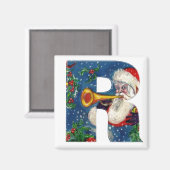 CHRISTMAS R LETTER/SANTA BUGLER MONOGRAM MAGNEET (Voorkant / Achterkant)