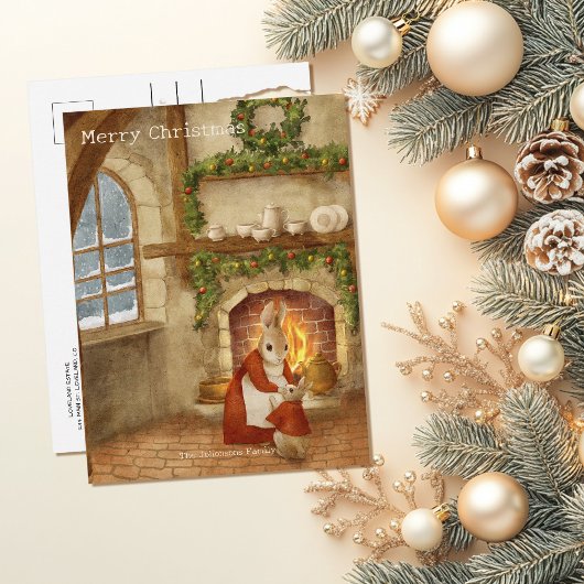 Christmas Rabbit Peter Carte Postale Vintage