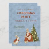 Christmas Rabbit Peter Invitation Vintage (Devant / Derrière)