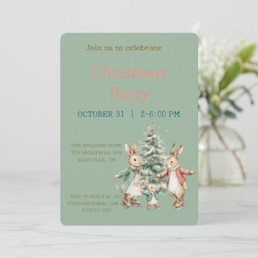 Christmas Rabbit Peter Vintage Invitation (Debout devant)