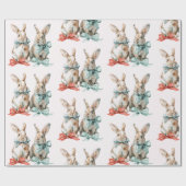 Christmas Rabbits with Bows Wrapping Paper Cadeaupapier (Vlak)