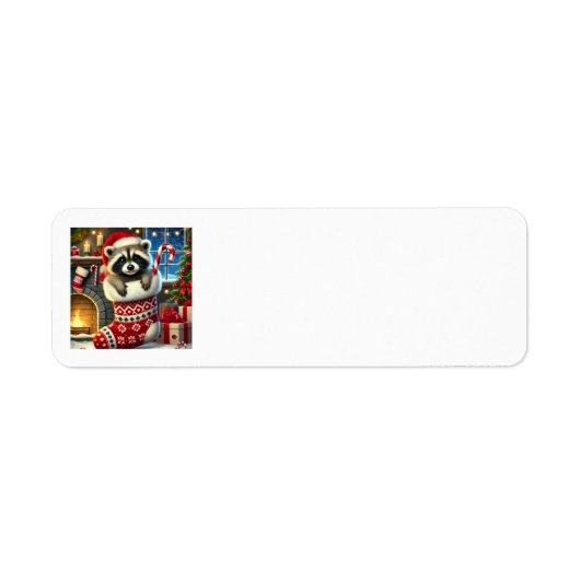 Christmas Raccoon Address Labels (Voorkant)