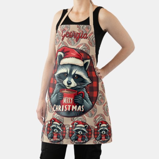 Christmas Raccoon Cocoa Cheer Schort (Insitu)
