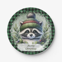 Christmas Raccoon Papier Borden