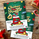 Christmas Raffle Green & Gold Holiday Ticket Sack  Flyer