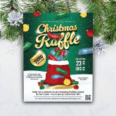 Christmas Raffle Green & Gold Holiday Ticket Sack  Flyer