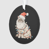 Christmas Ragdoll Cute Cat Santa Hat Xmas Lights Ornament (voorkant)