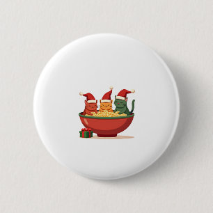 Christmas Ramen Cat Santa Anime Meow Kat Meow Ca Ronde Button 5,7 Cm