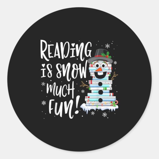 Christmas Reading Tee Snowman Book Tee Book Lover  Ronde Sticker (Voorkant)